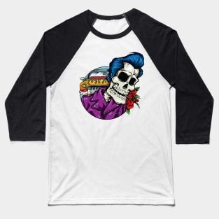 Rockabilly Skeleton Baseball T-Shirt